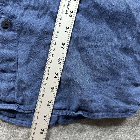 Uniqlo Shirt‎ Mens Large 100% Linen Blue Button Up Long Sleeve Runs Small? - Picture 7 of 9
